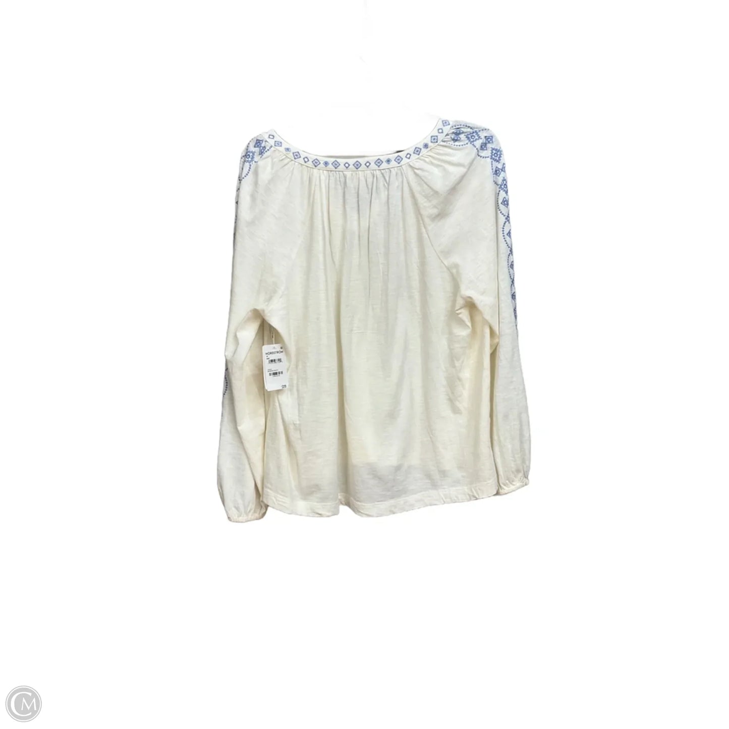 Top Long Sleeve By Lucky Brand In Blue & Cream, Size: M