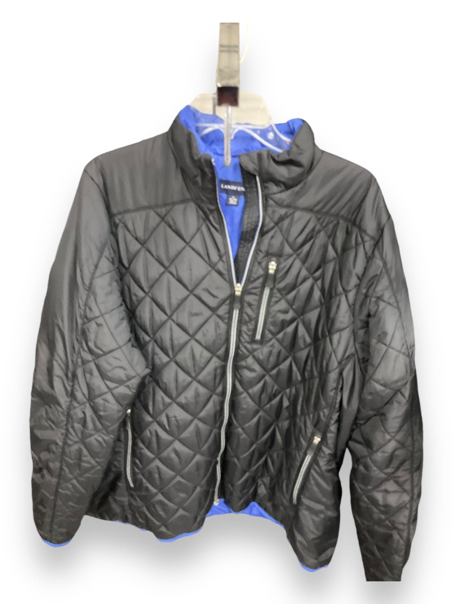 Jacket Puffer & Quilted By Lands End In Black & Blue, Size: 1x