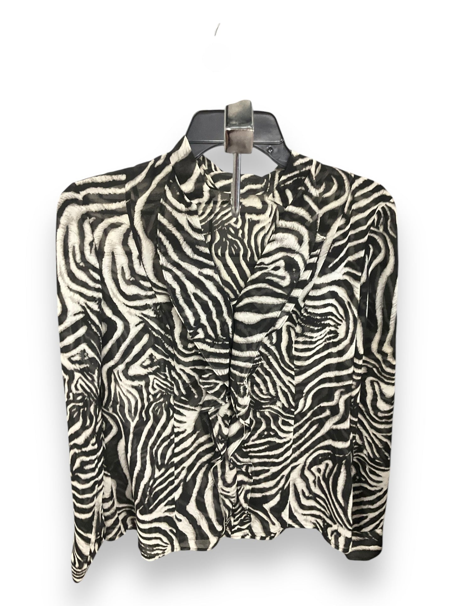 Blouse Long Sleeve By Jones New York In Black & White, Size: S