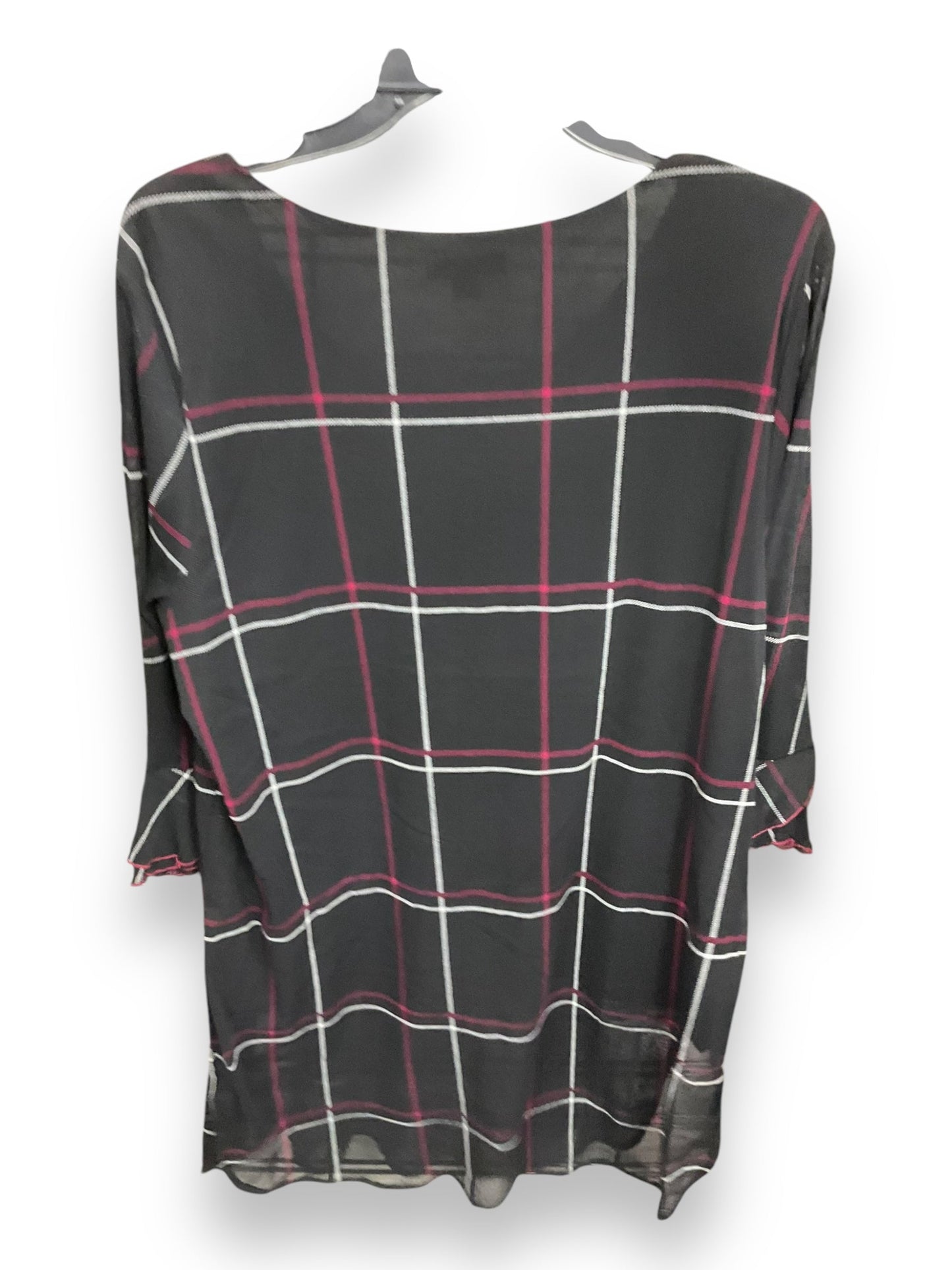 Tunic 3/4 Sleeve By Alfani In Black & Pink, Size: Xl