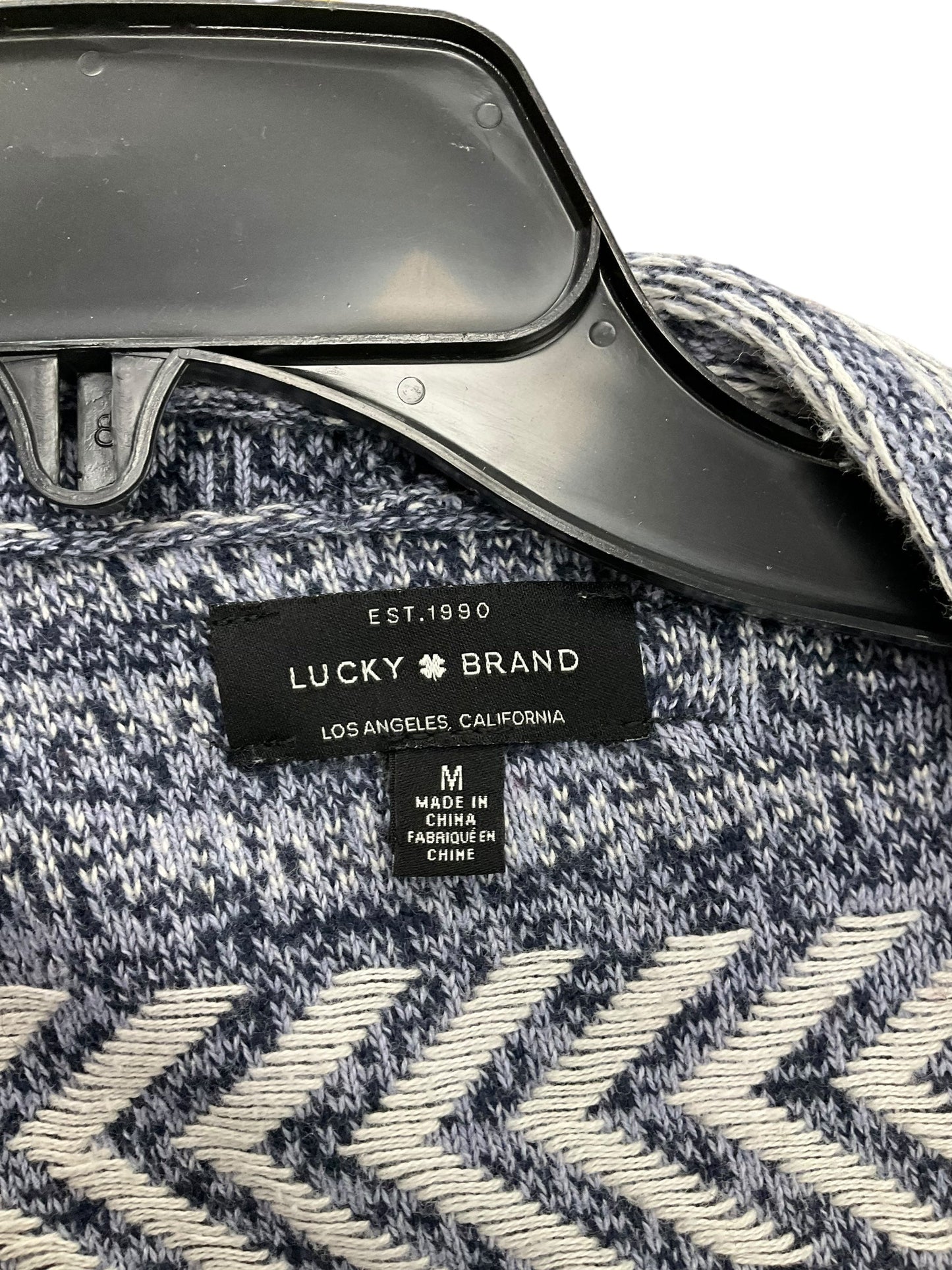 Cardigan By Lucky Brand In Blue White, Size: M