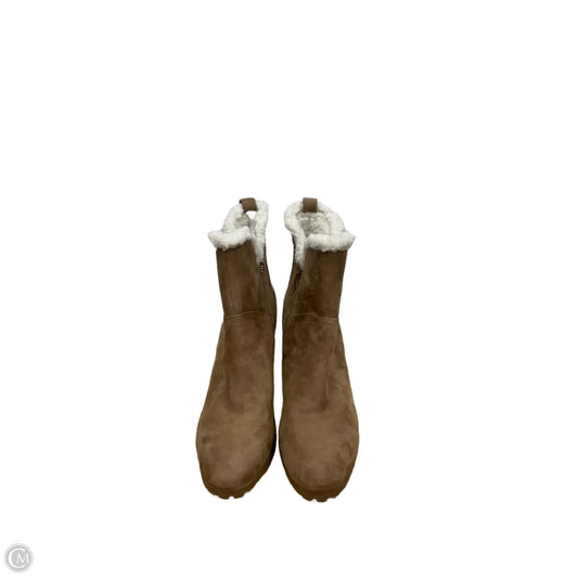Boots Knee Heels By Nine West In Tan, Size: 8.5