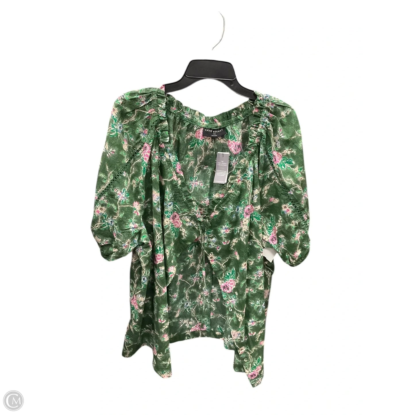Blouse Short Sleeve By Lane Bryant In Green, Size: 3x