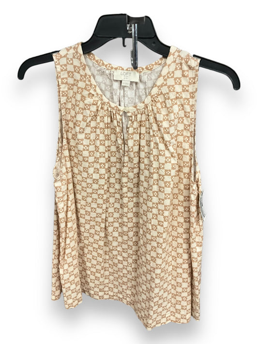 Top Sleeveless By Loft In Brown & Cream, Size: Petite L