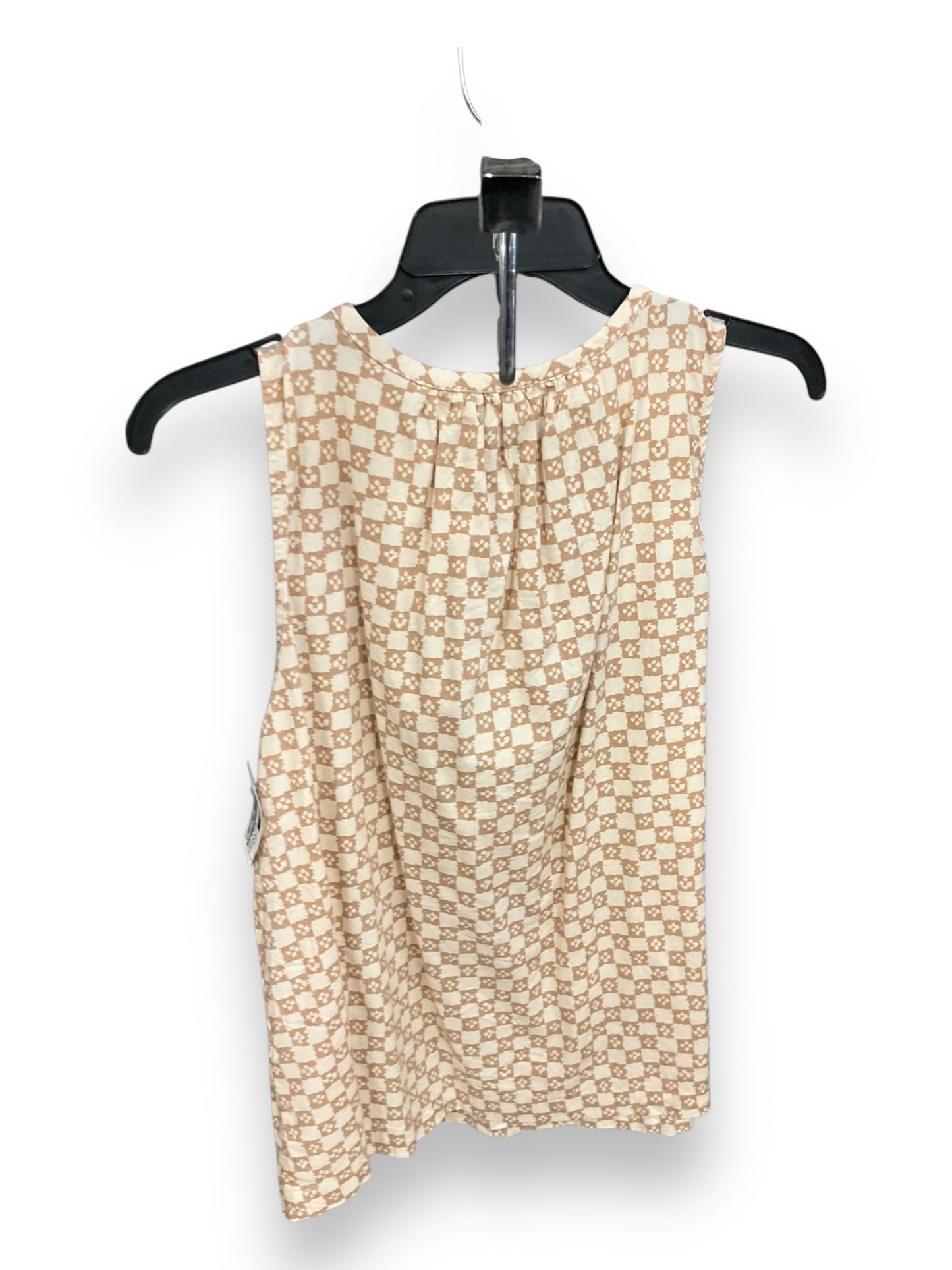 Top Sleeveless By Loft In Brown & Cream, Size: Petite L