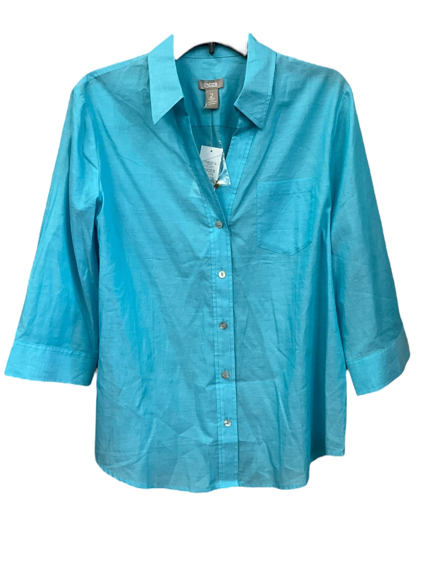 Blue Blouse 3/4 Sleeve Chicos, Size 2x