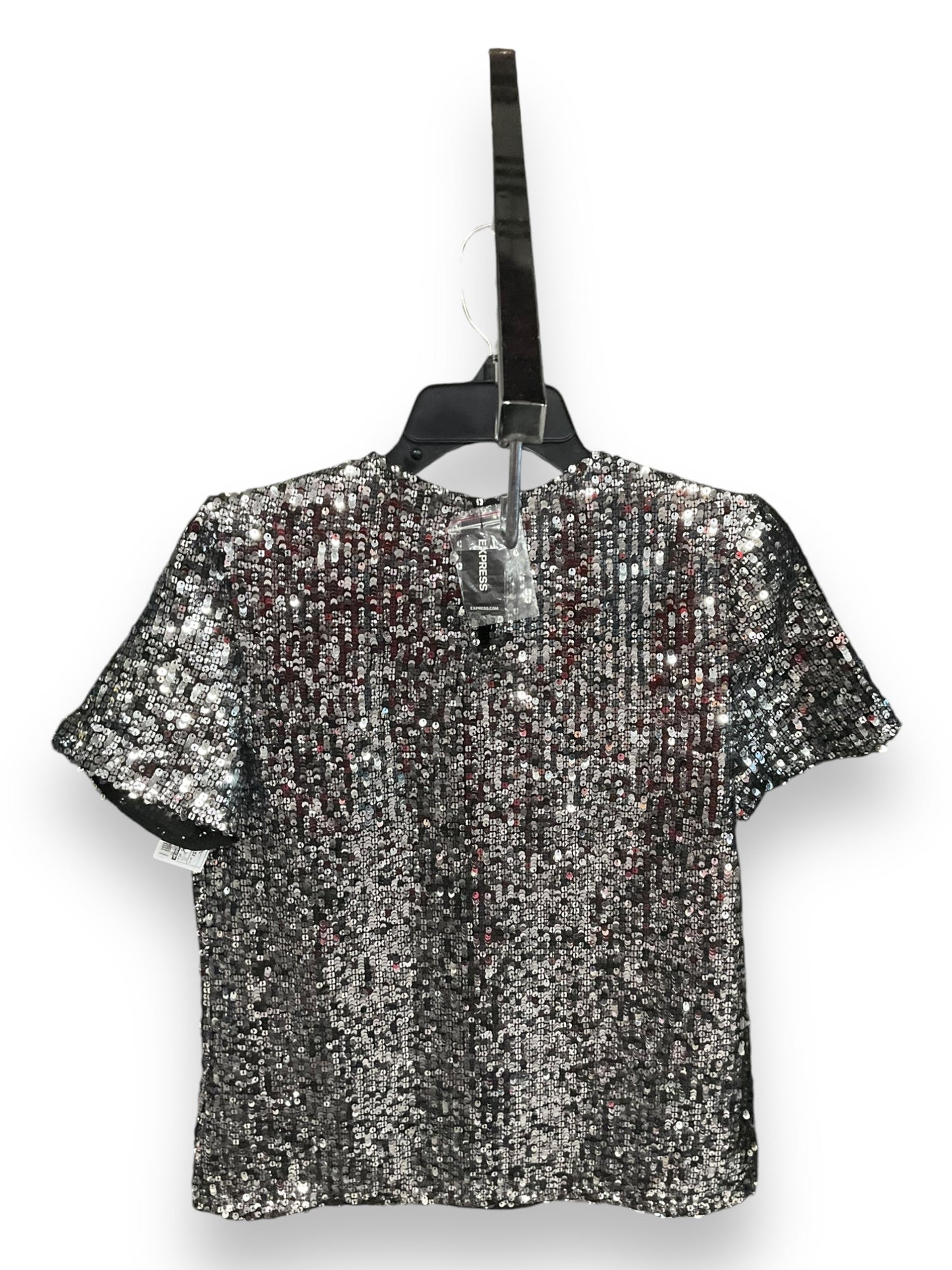 Top Short Sleeve By Express In Silver, Size: Xs