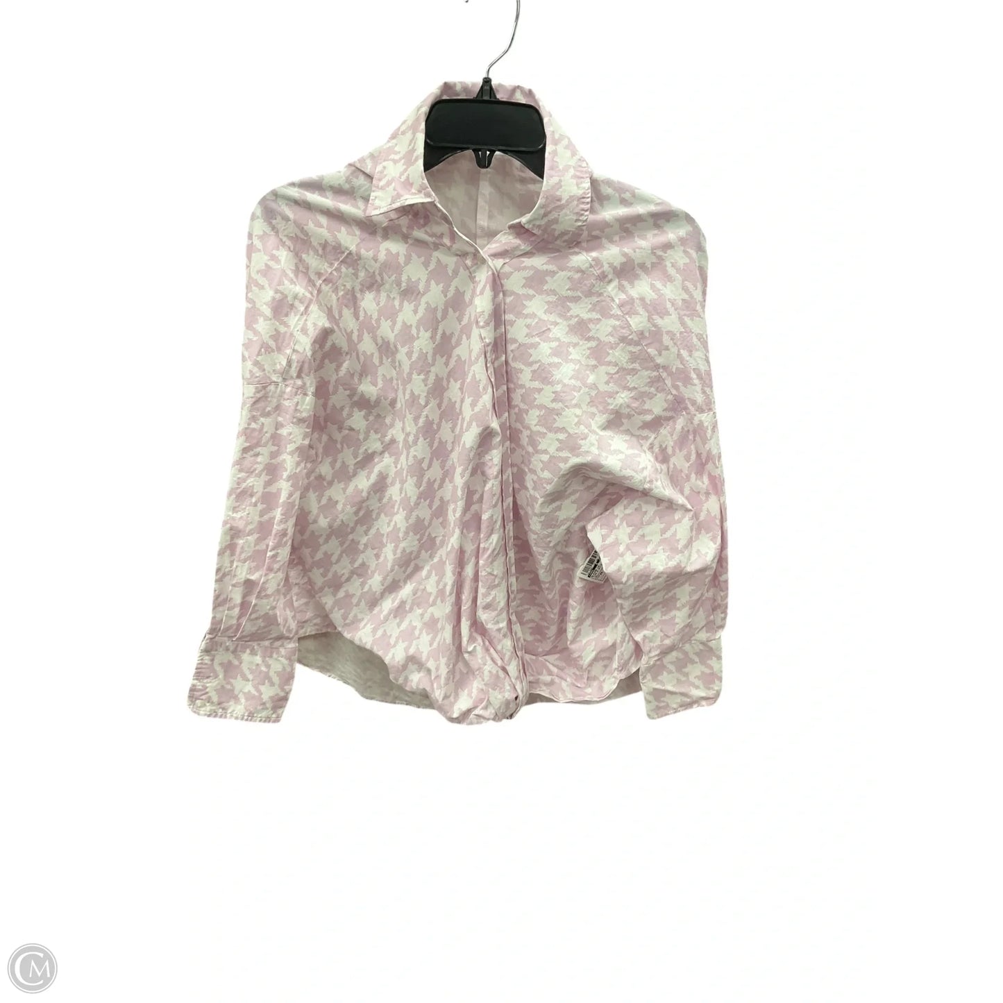 Blouse Long Sleeve By Zara In Pink & White, Size: Xs