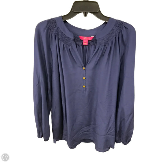 Top Long Sleeve Designer By Lilly Pulitzer In Navy, Size: L