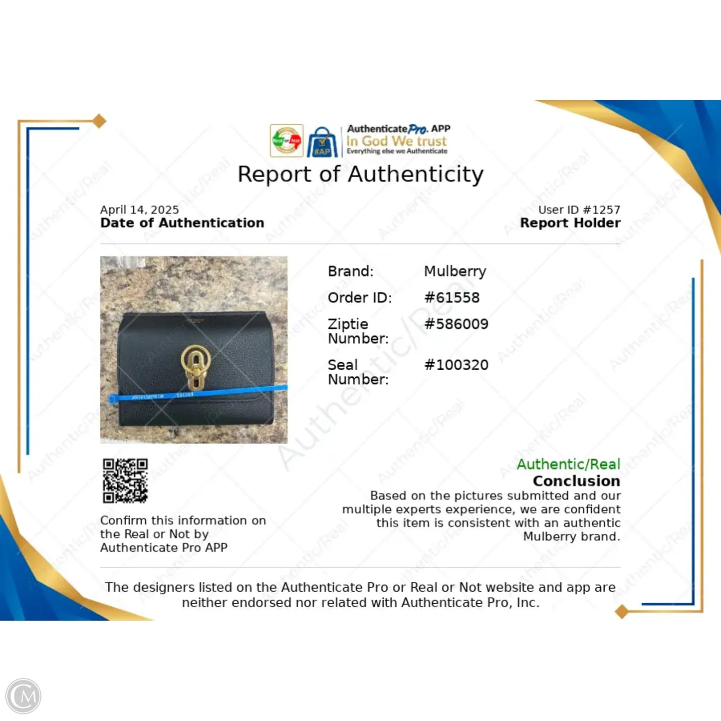 Wallet Luxury Designer By Mulberry, Size: Medium