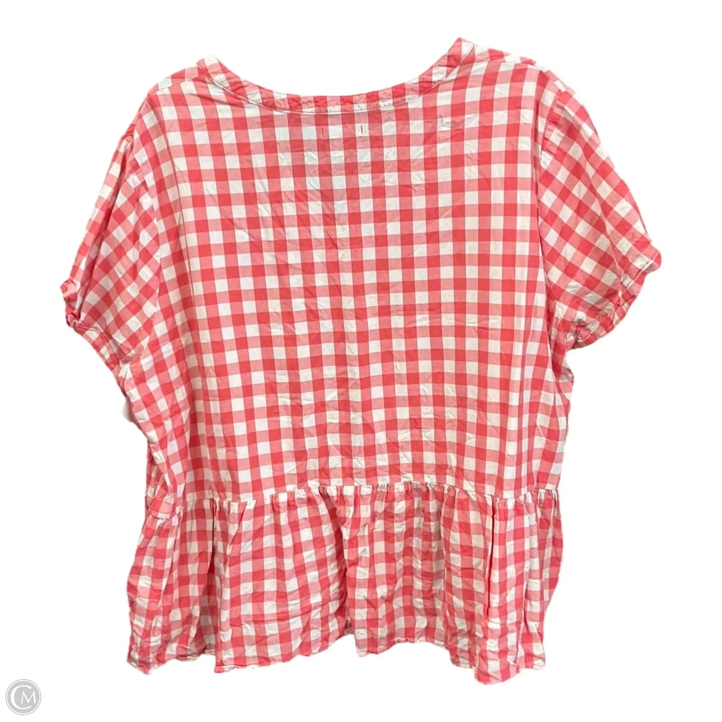 Blouse Short Sleeve By Falls Creek In Checkered Pattern, Size: 3x