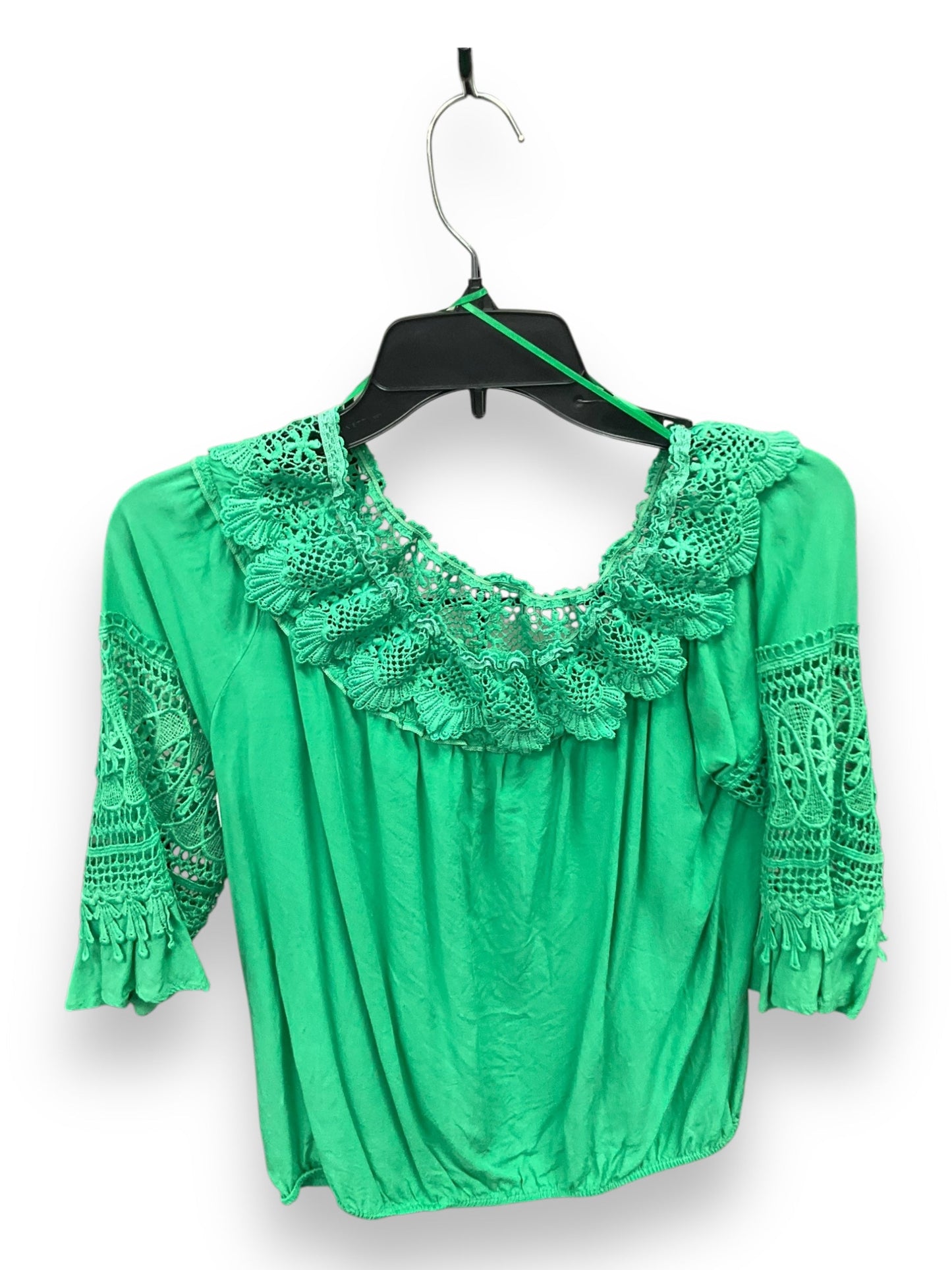 Top 3/4 Sleeve By Lulumari In Green, Size: L
