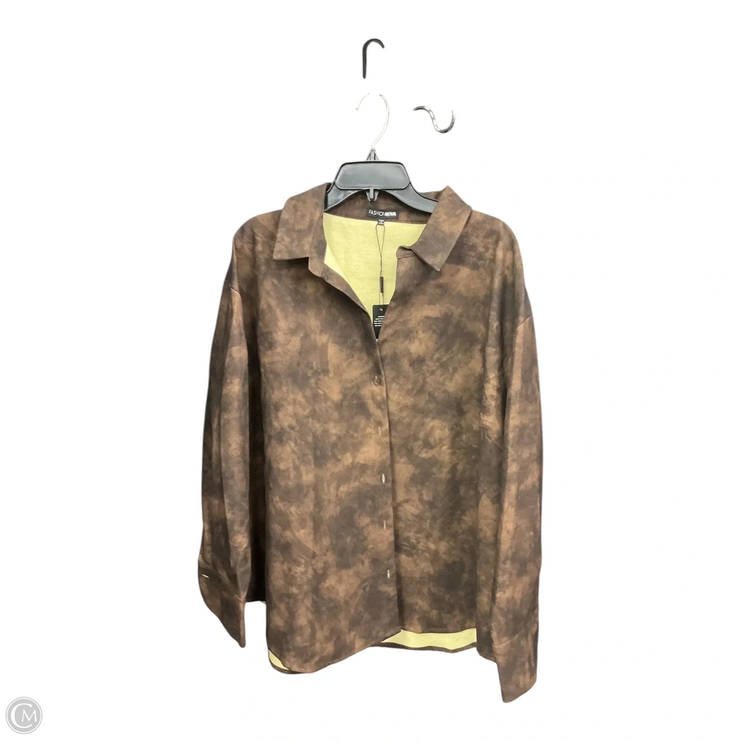Jacket Shirt By Fashion Nova In Brown, Size: 3x