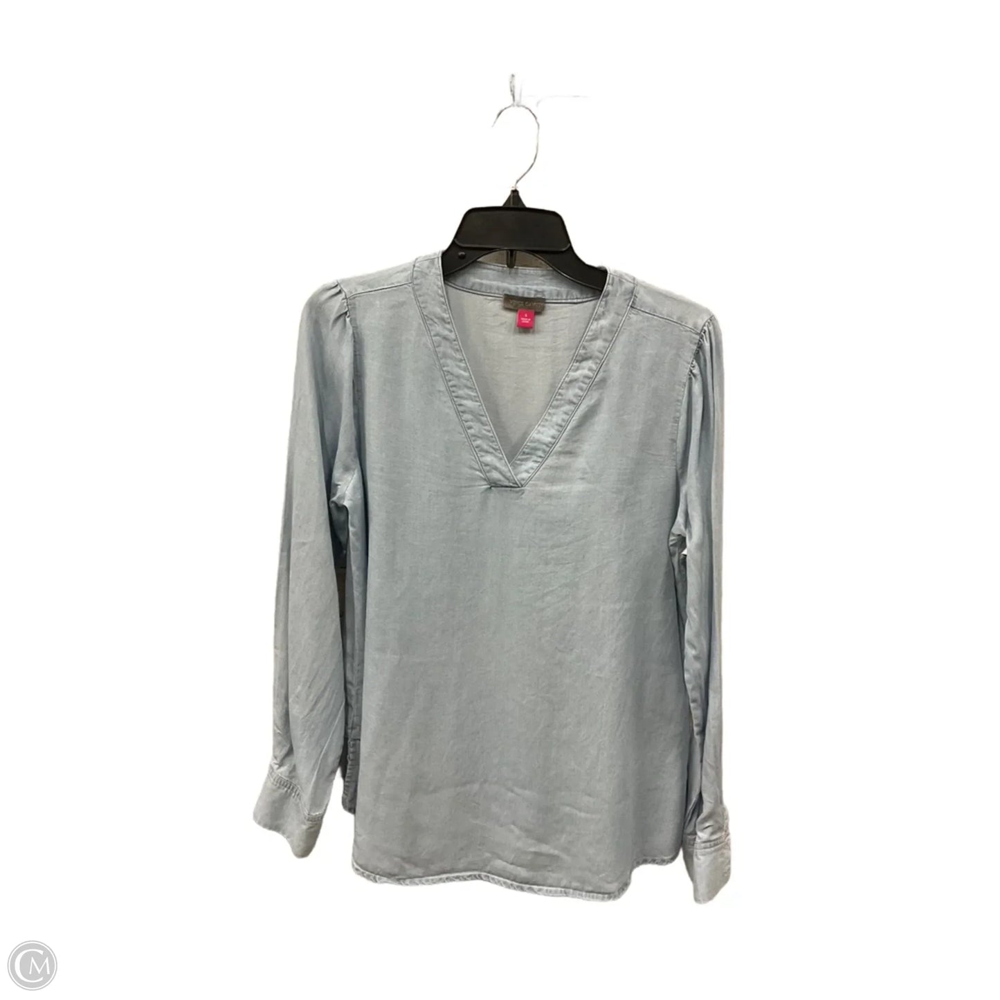 Top Long Sleeve Basic By Vince Camuto In Blue Denim, Size: S