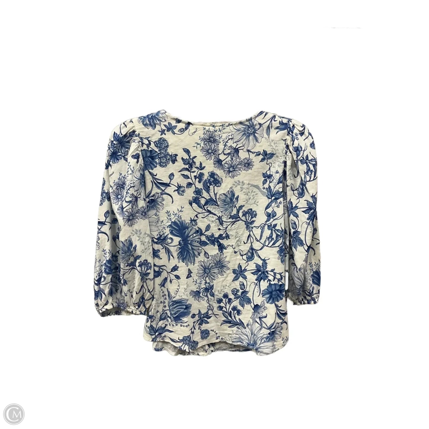 Top 3/4 Sleeve By H&m In Blue & White, Size: S