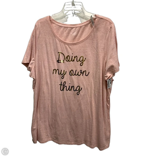 Top Short Sleeve Basic By Lane Bryant In Pink, Size: 3x