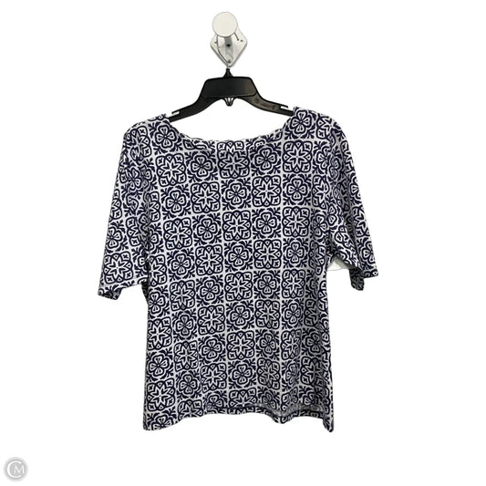 Top Short Sleeve By Talbots In Blue & White, Size: Xlp