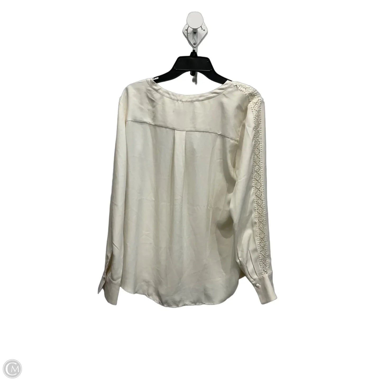 Blouse Long Sleeve By Ann Taylor In Cream, Size: L