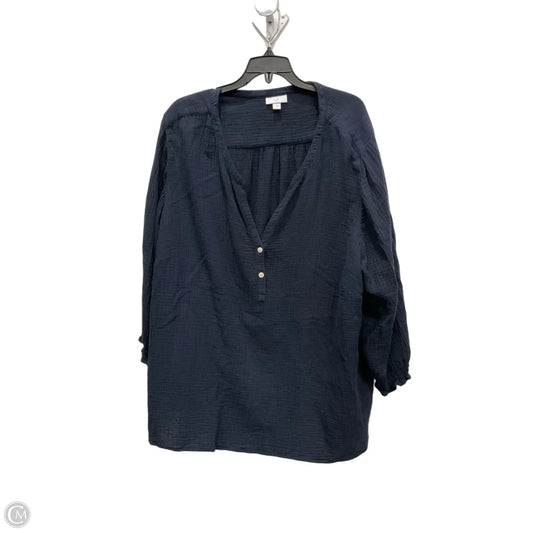 Top Long Sleeve By J. Jill In Navy, Size: 3x