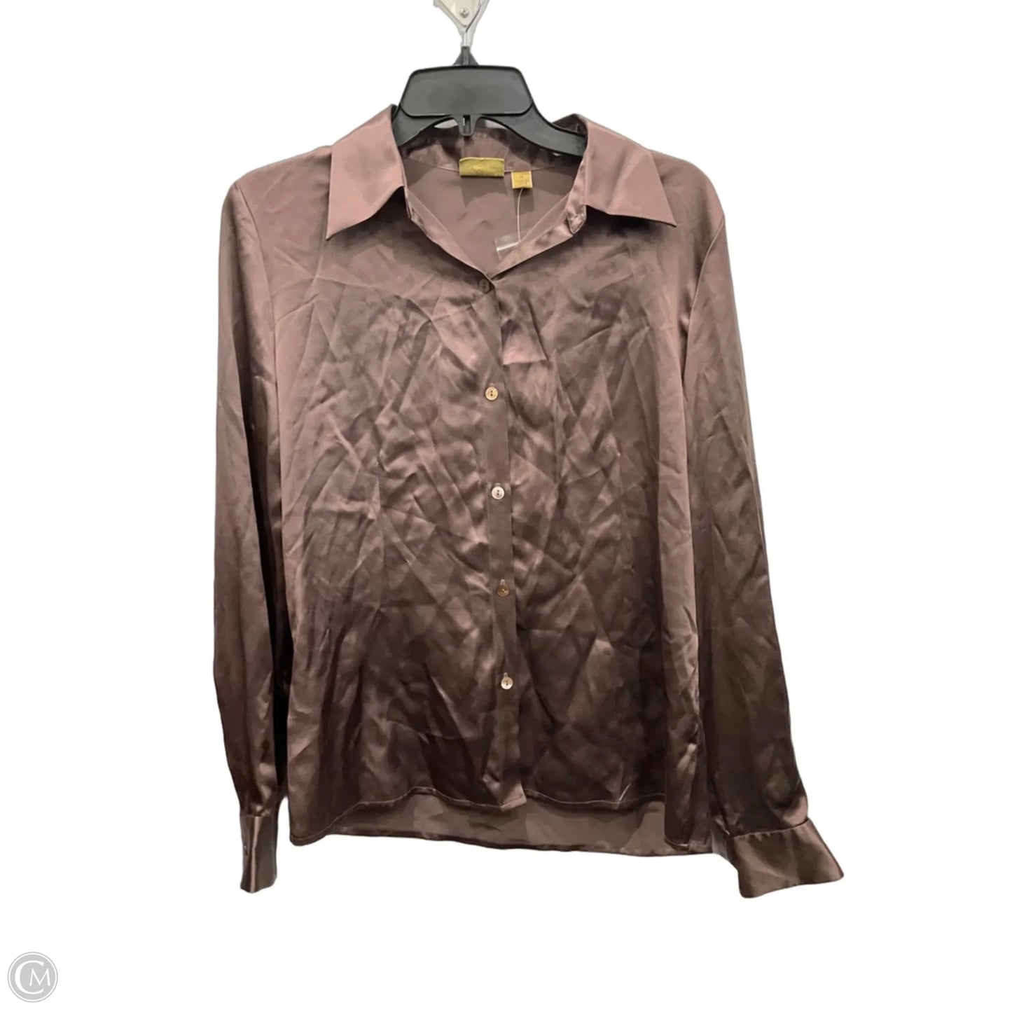 Blouse Long Sleeve By Caslon In Brown, Size: M