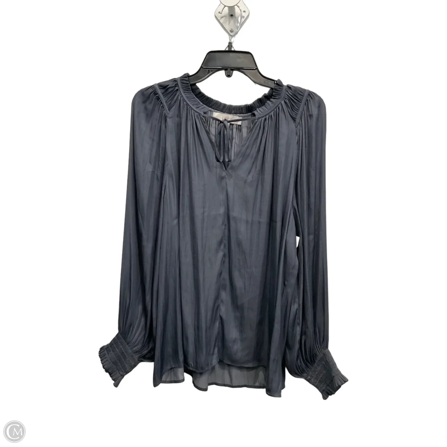 Blouse Long Sleeve By Loft In Grey, Size: L