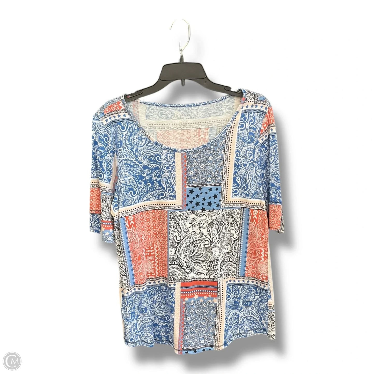 Top Short Sleeve By Cato In Print, Size: M