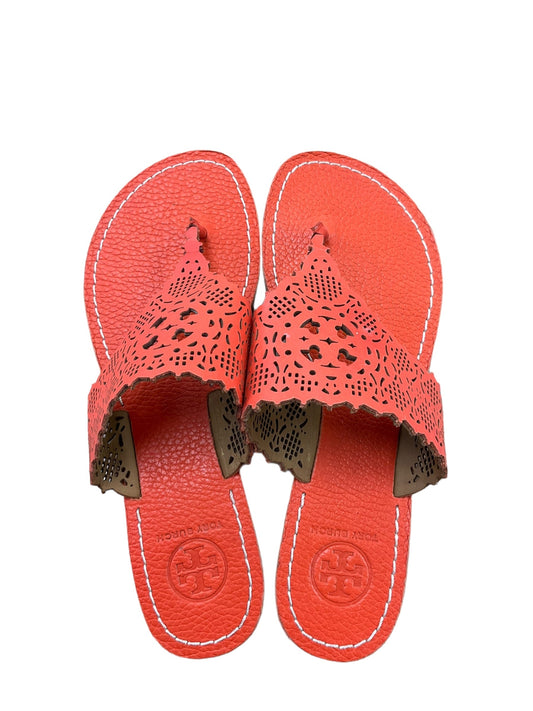 Orange Sandals Designer Tory Burch, Size 5.5