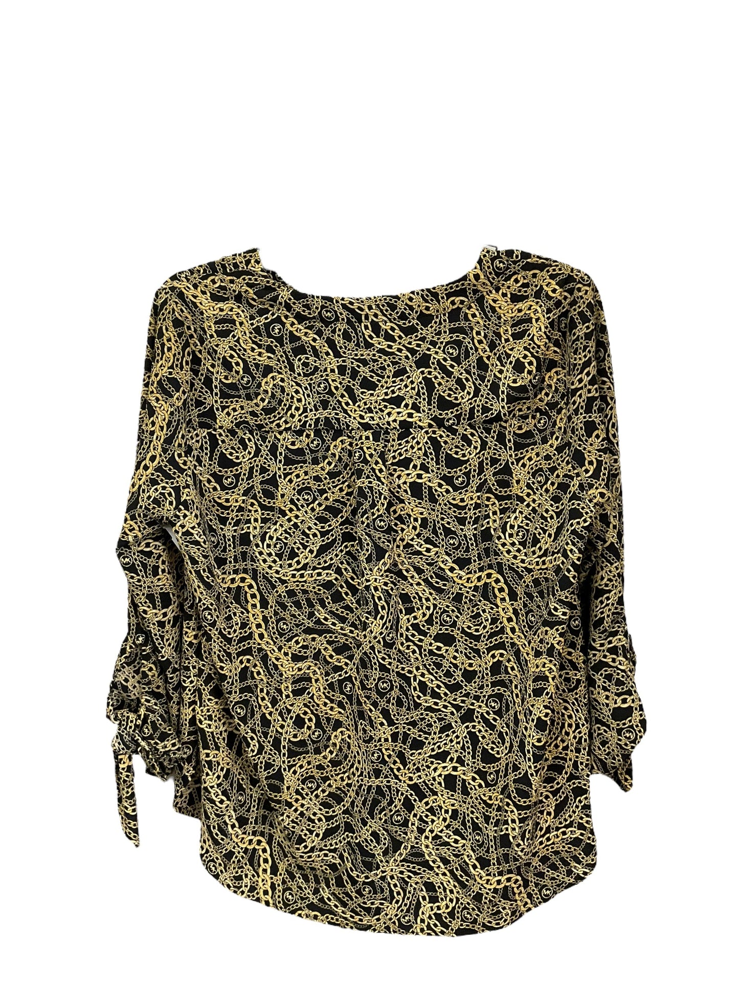 Top Long Sleeve By Michael By Michael Kors In Black & Yellow, Size: M