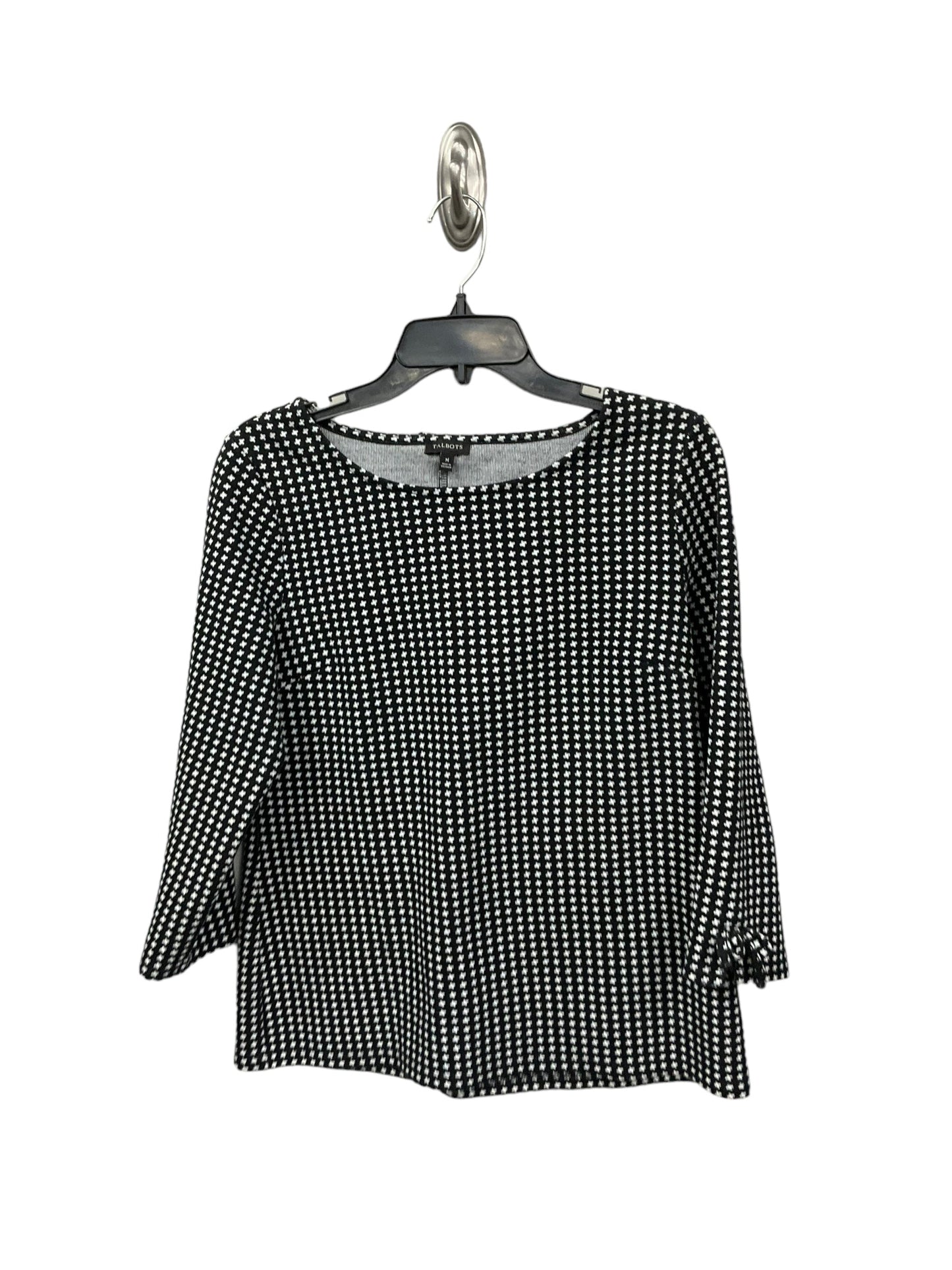 Top Long Sleeve By Talbots In Black & White, Size: M