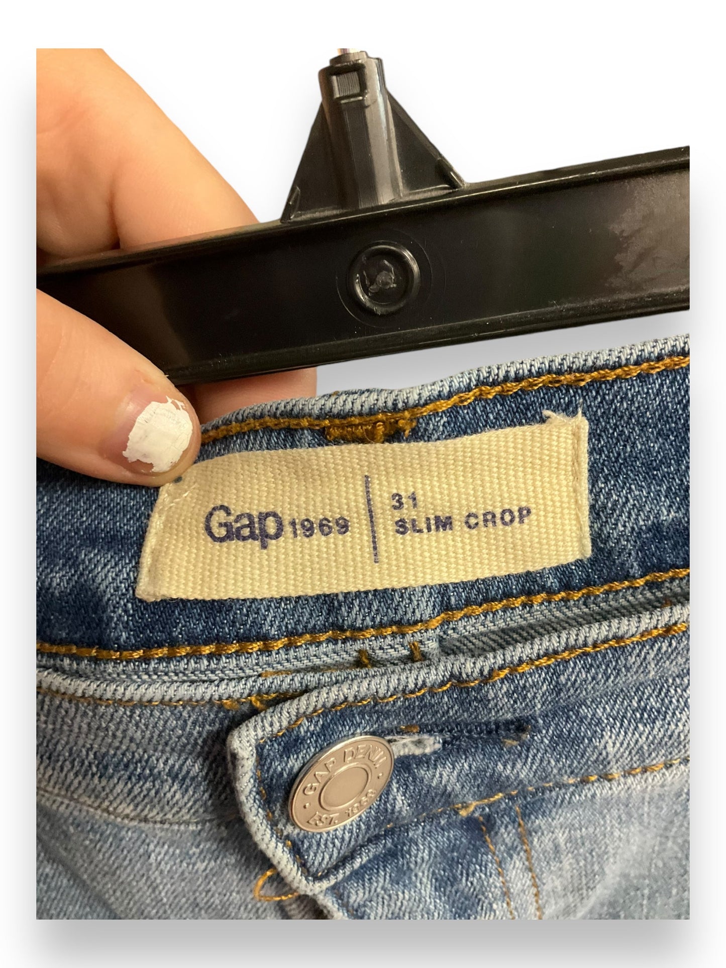 Jeans Cropped By Gap In Blue Denim, Size: 12