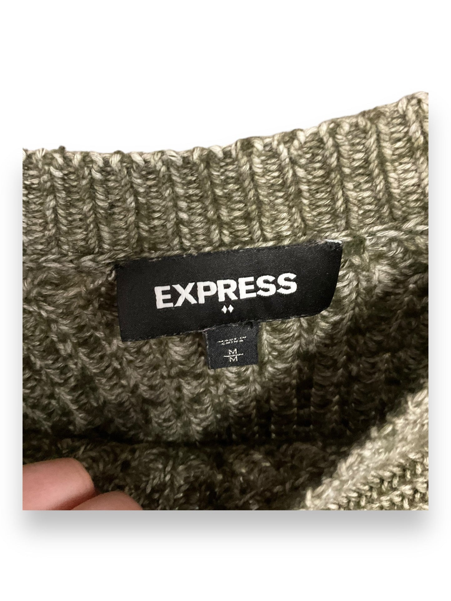 Sweater By Express In Green & White, Size: M