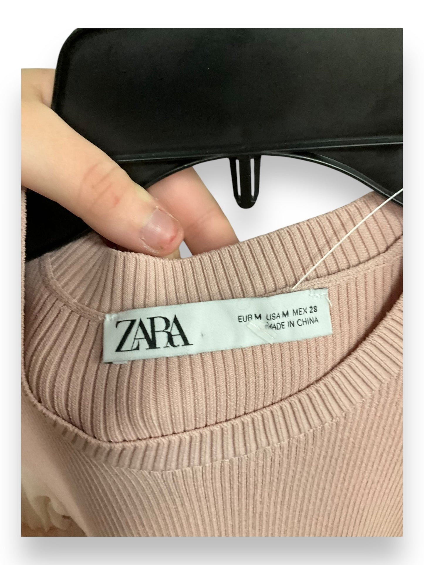 Blouse Long Sleeve By Zara In Pink, Size: M