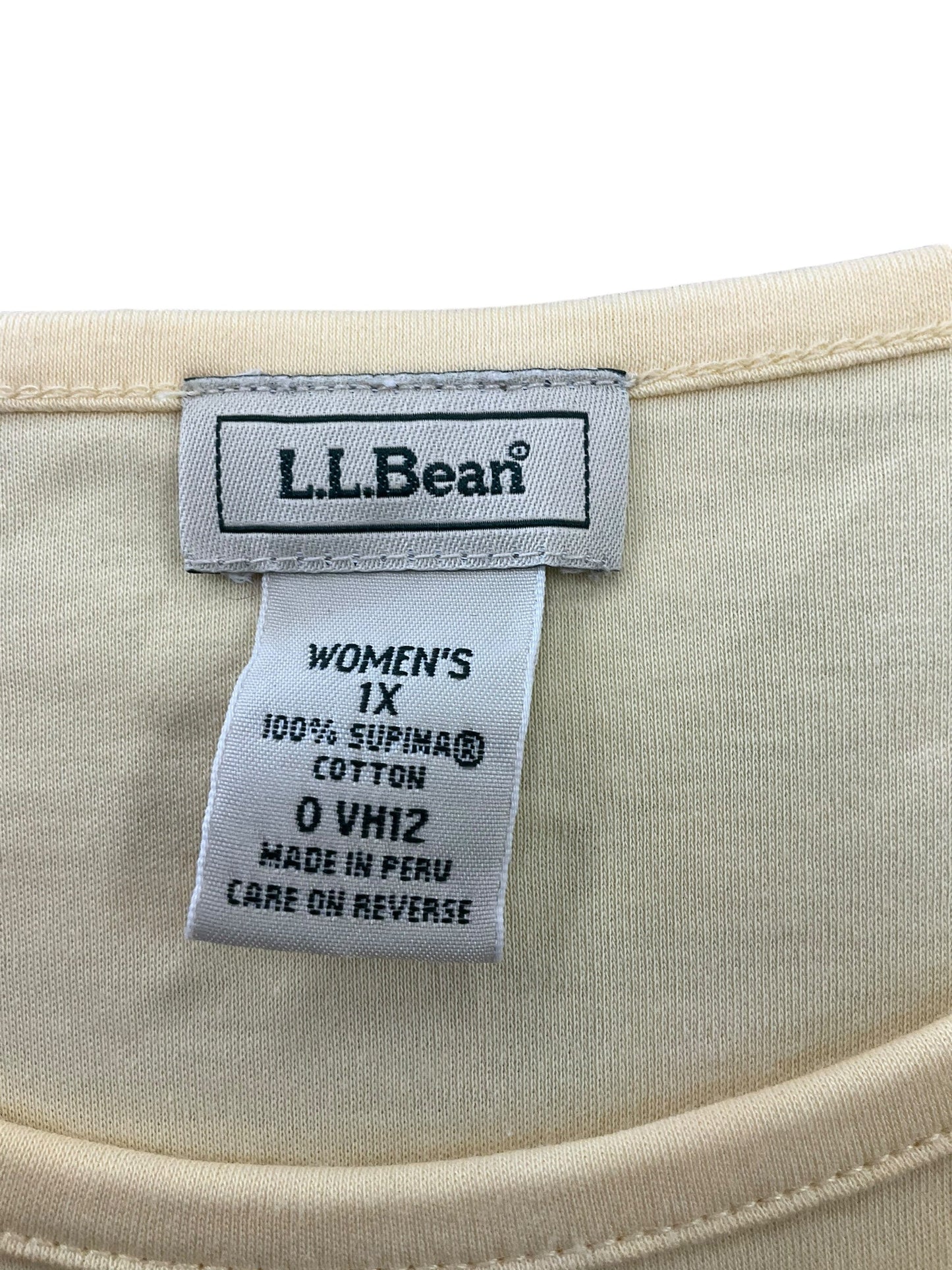 Yellow Top Short Sleeve Ll Bean, Size 1x