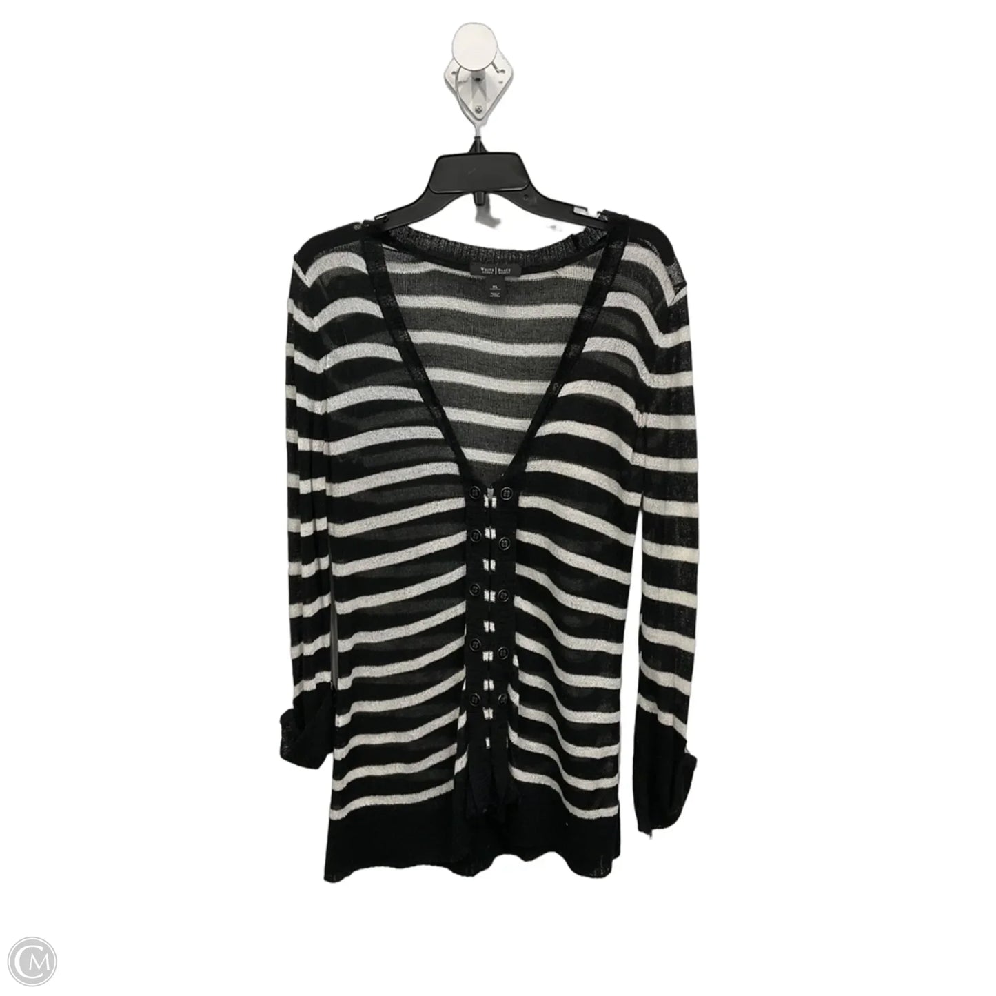 Cardigan By White House Black Market In Black & White, Size: Xl