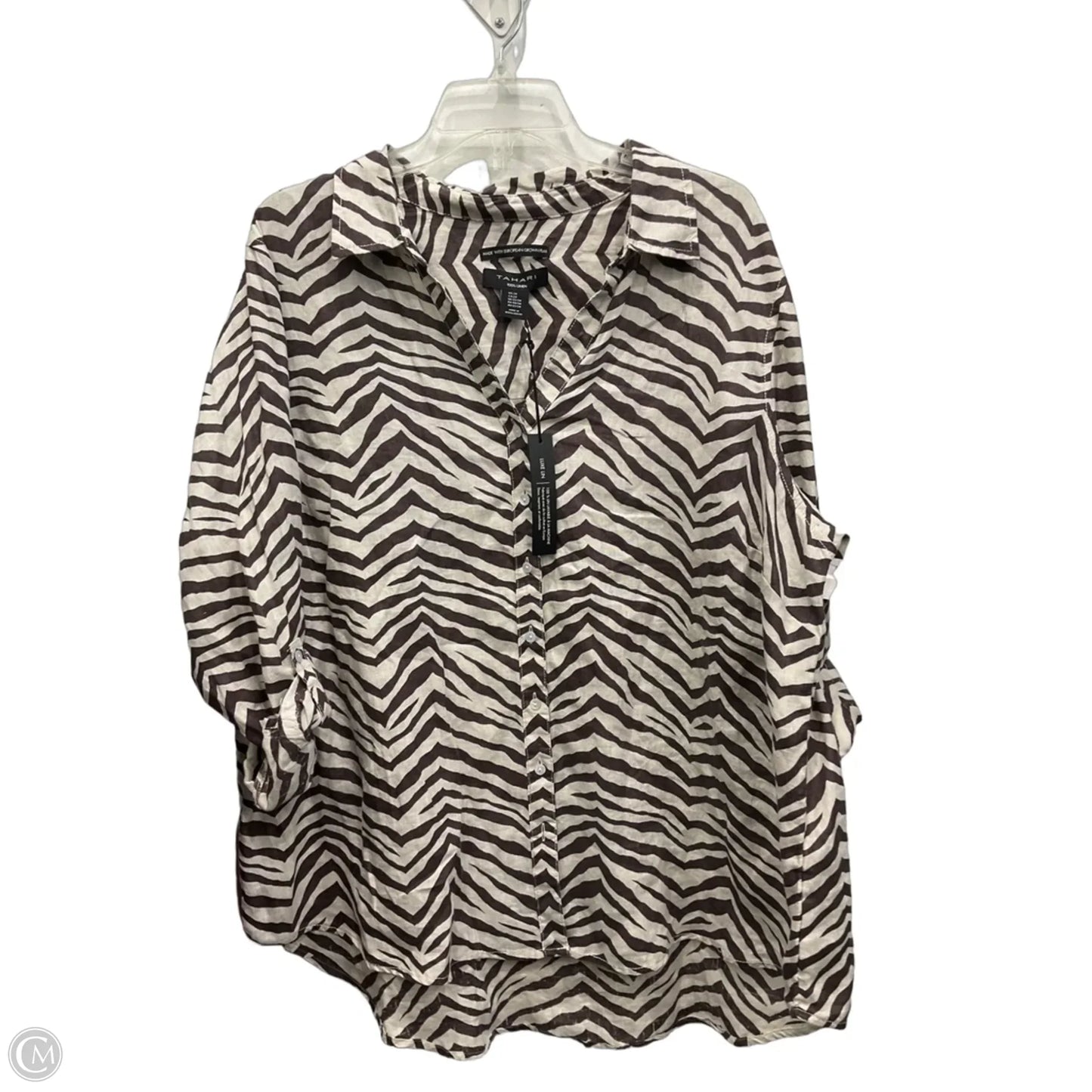 Blouse Long Sleeve By Tahari In Animal Print, Size: 2x