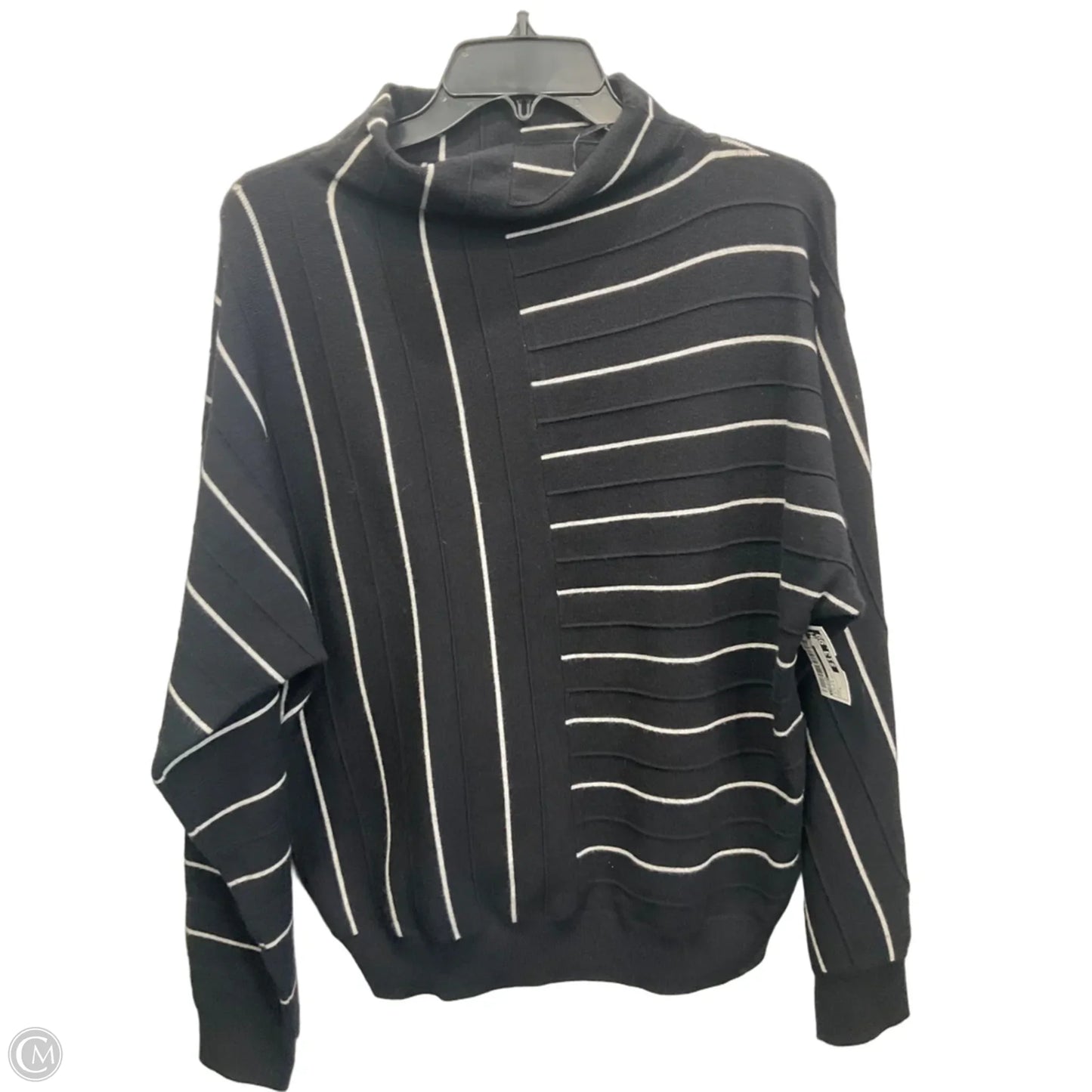 Top Long Sleeve By Tahari In Black & White, Size: L