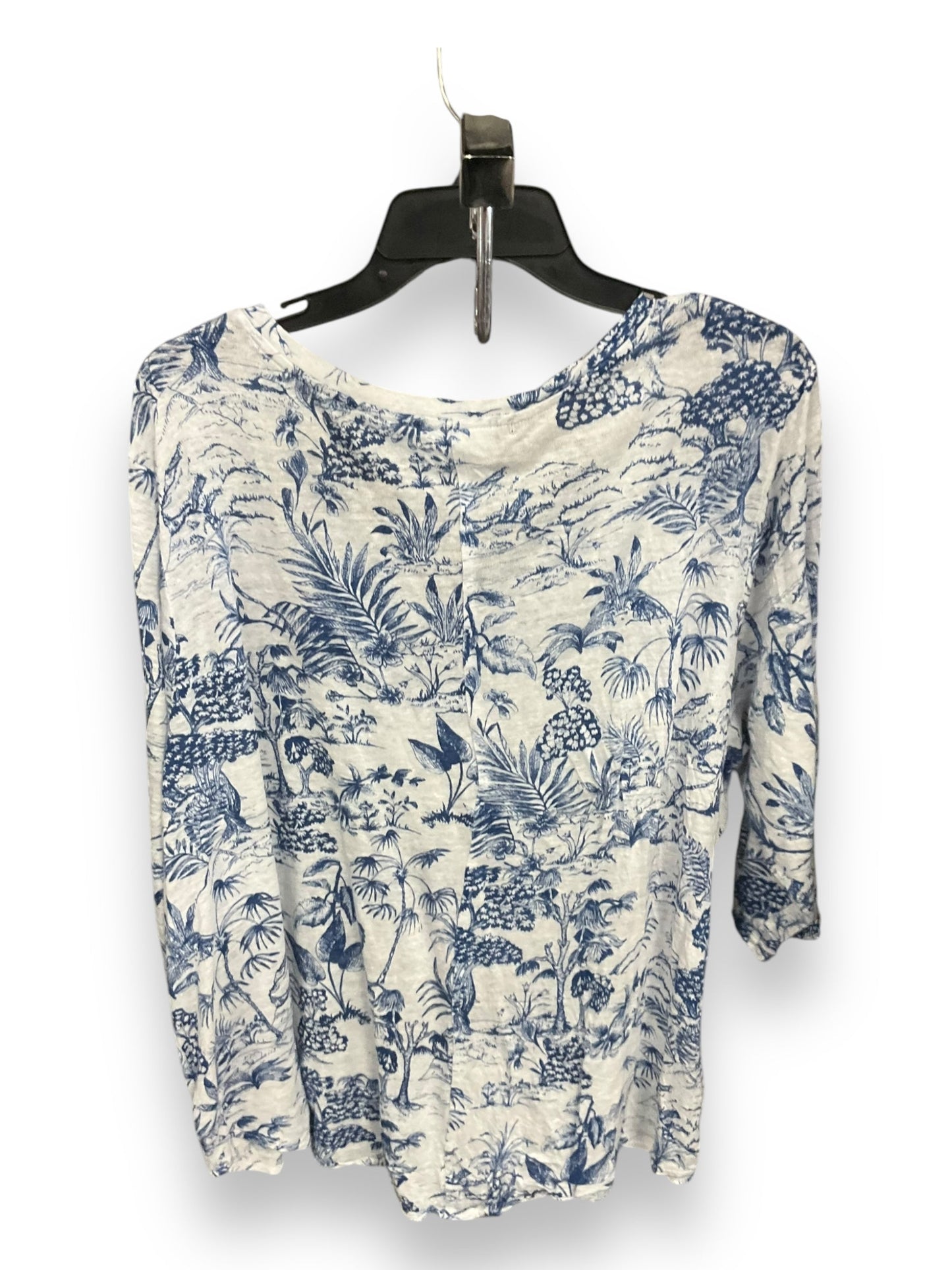 Top Short Sleeve By Nicole Miller In Blue & White, Size: 3x