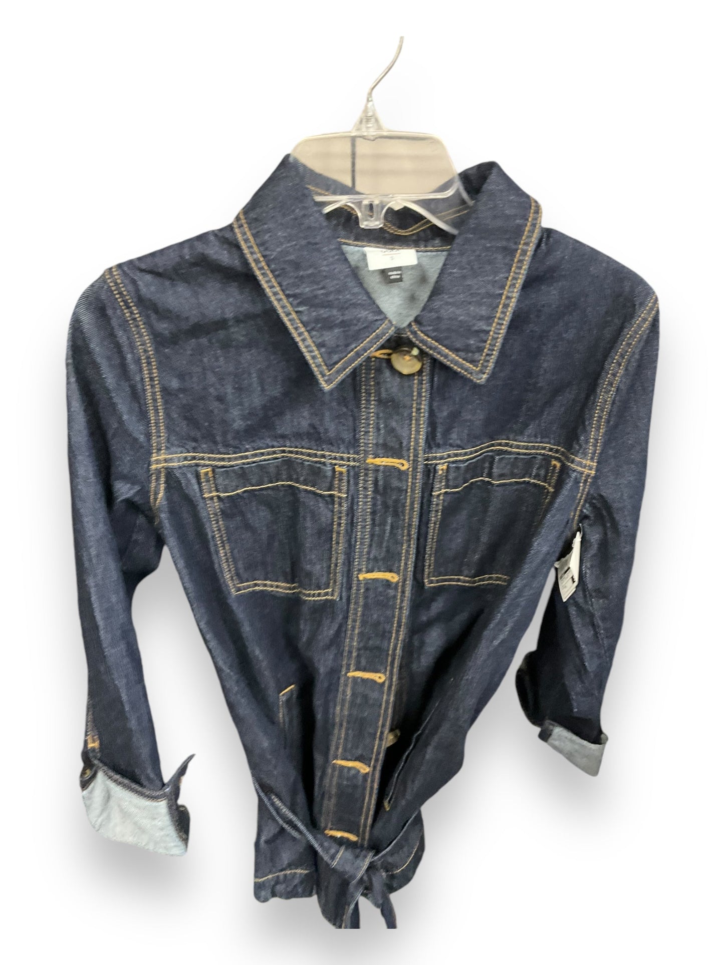 Jacket Shirt By Cabi In Blue Denim, Size: S