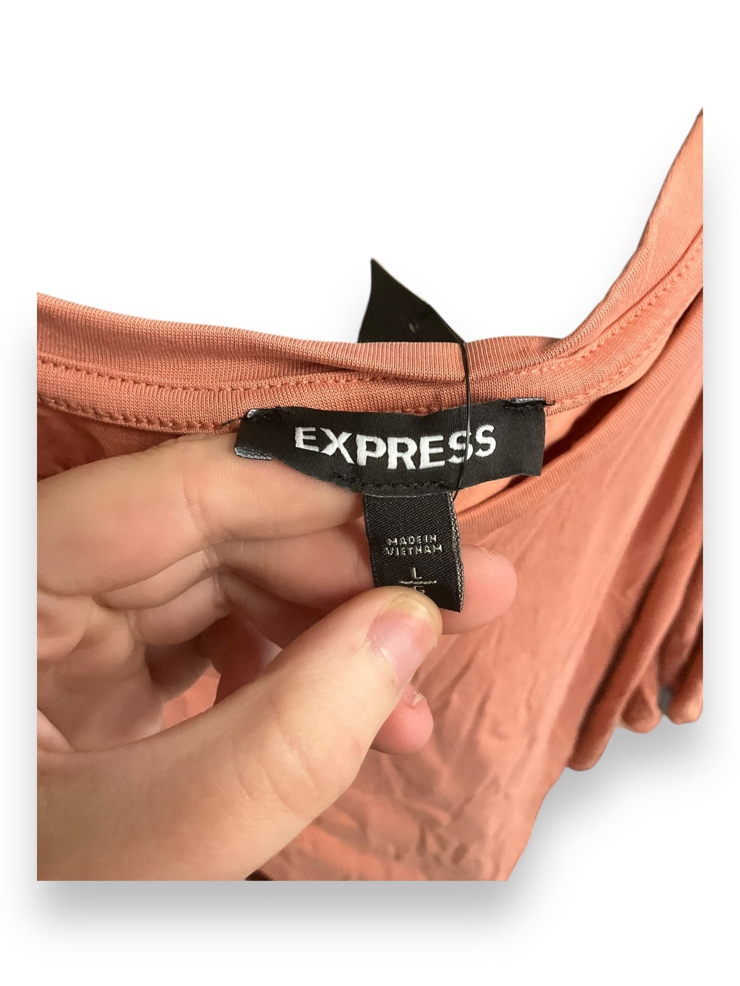 Top Short Sleeve By Express In Peach, Size: L