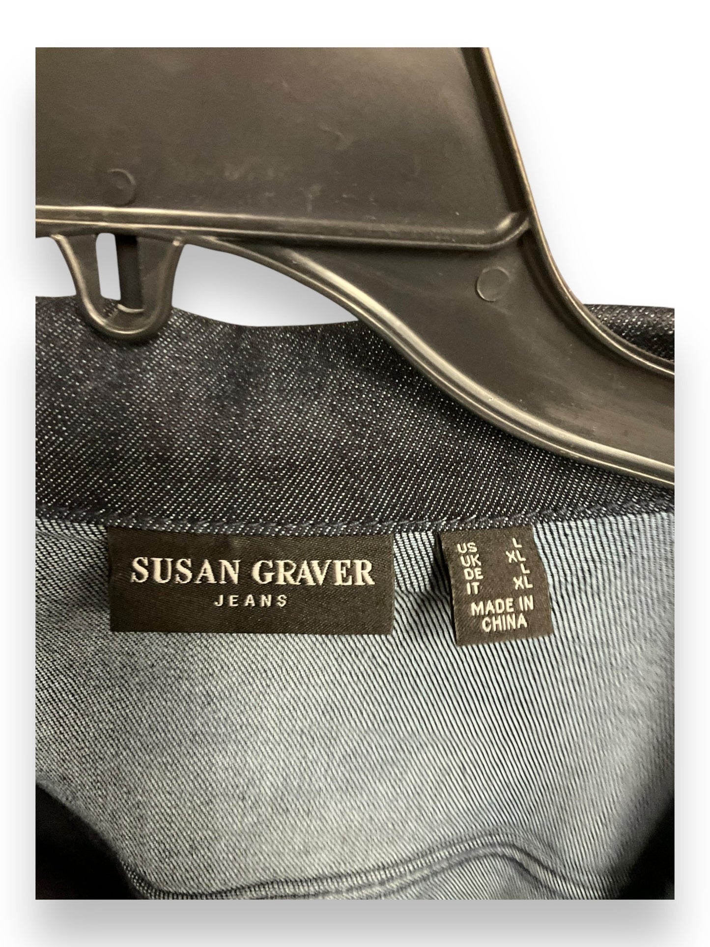 Jacket Denim By Susan Graver In Blue Denim, Size: L