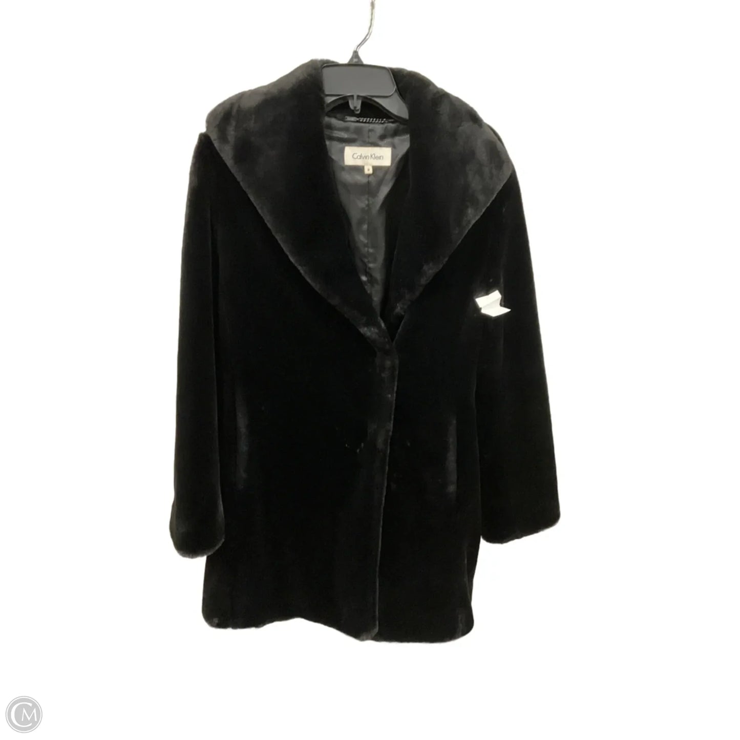 Coat Faux Fur & Sherpa By Calvin Klein In Black, Size: M