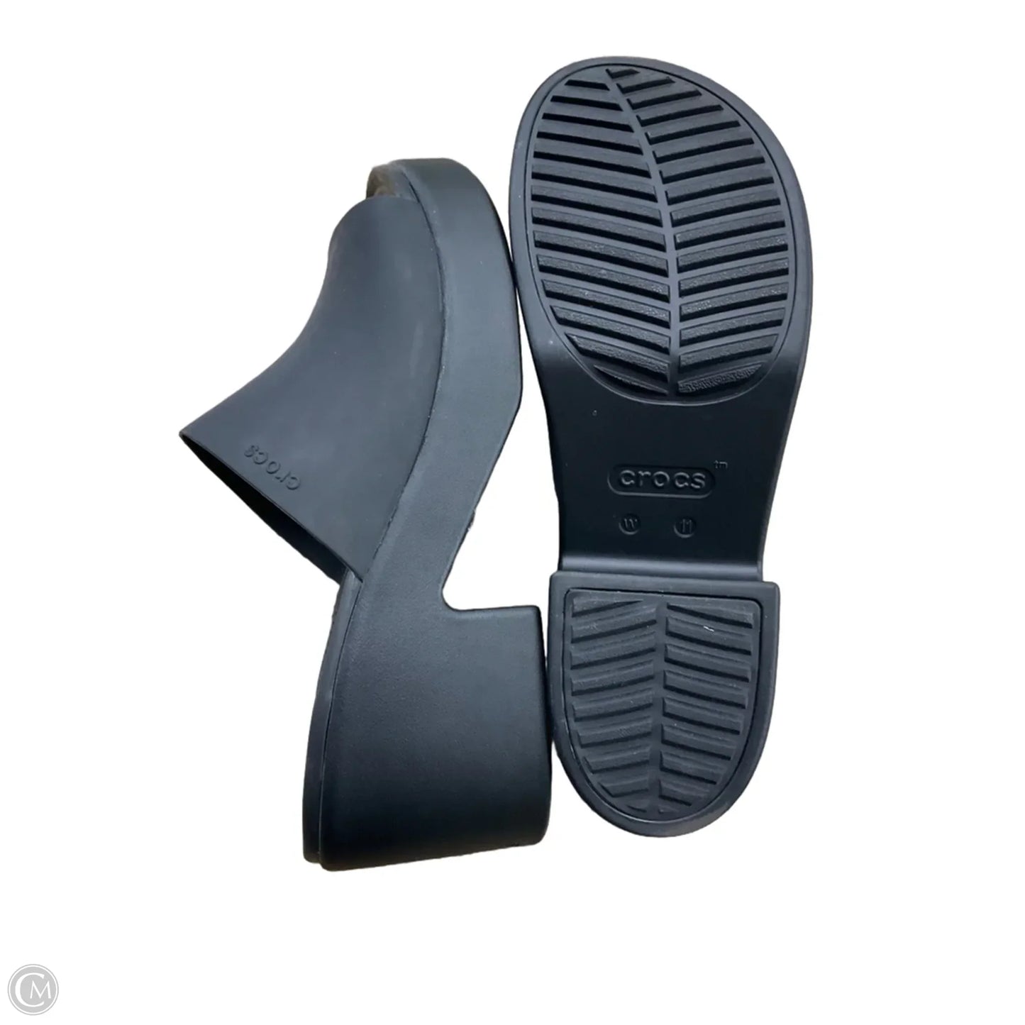 Sandals Heels Block By Crocs In Black, Size: 11