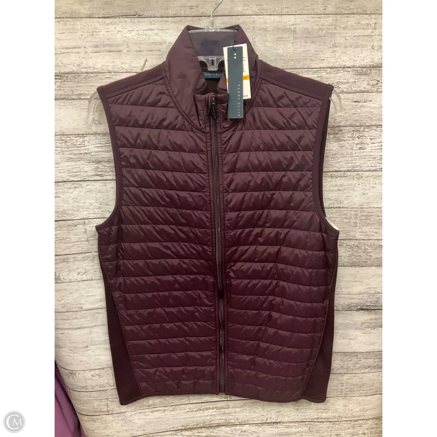 Vest Puffer & Quilted By Perry Ellis In Maroon, Size: S