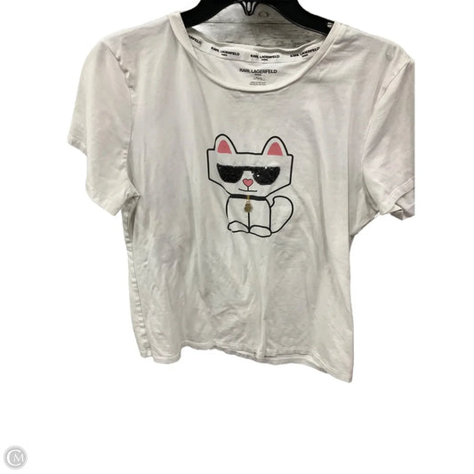 Top Short Sleeve Designer By Karl Lagerfeld In White, Size: L