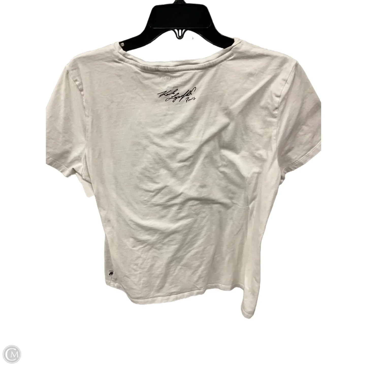 Top Short Sleeve Designer By Karl Lagerfeld In White, Size: L