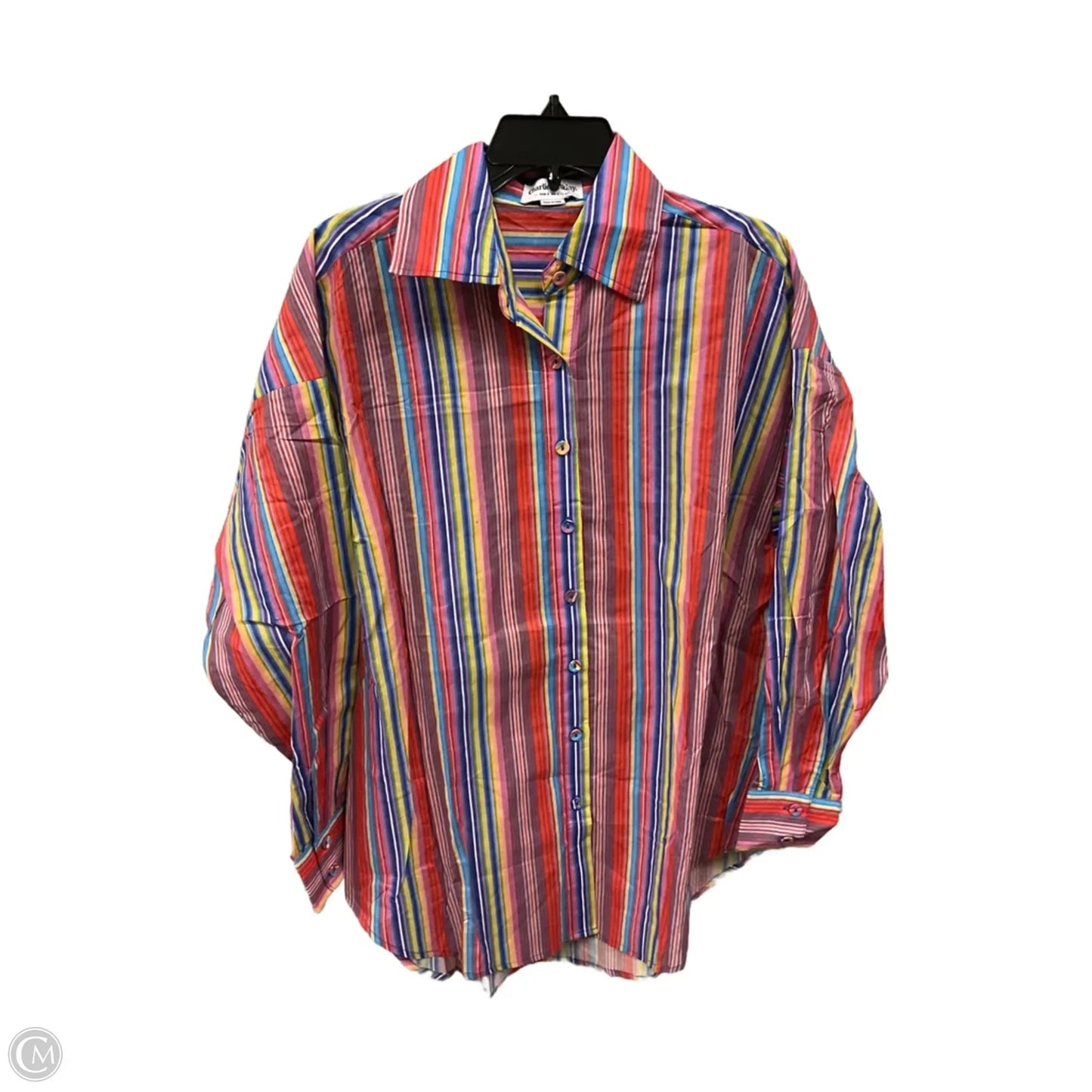Blouse Long Sleeve By Charlie Holiday In Striped Pattern, Size: Xs