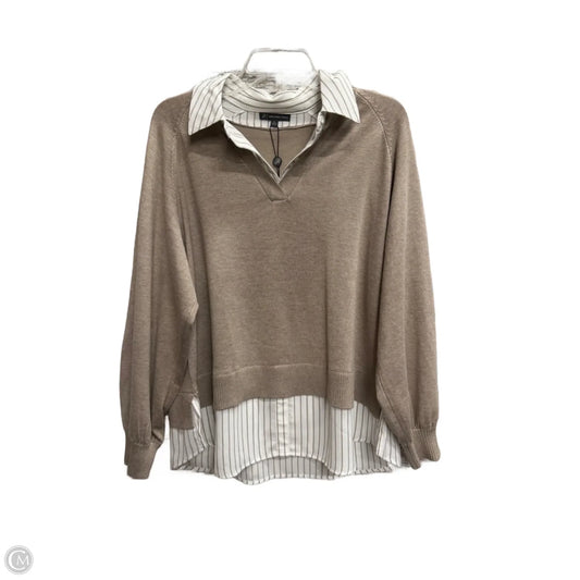 Top Long Sleeve By Adrianna Papell In Tan, Size: Xl