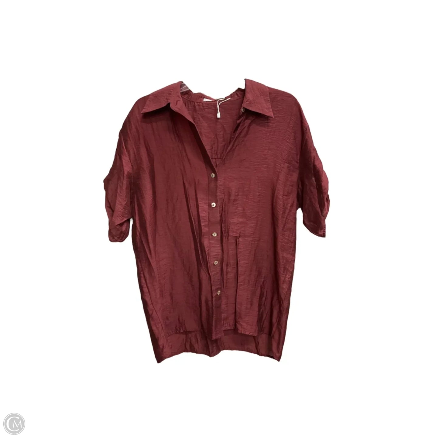 Blouse Short Sleeve By Mng In Maroon, Size: S
