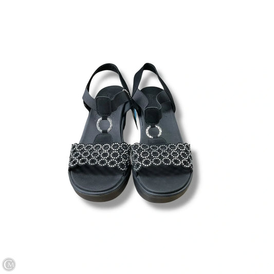 Sandals Heels Wedge By Skechers In Black, Size: 9