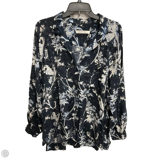 Blouse Long Sleeve By We The Free In Blue & White, Size: M